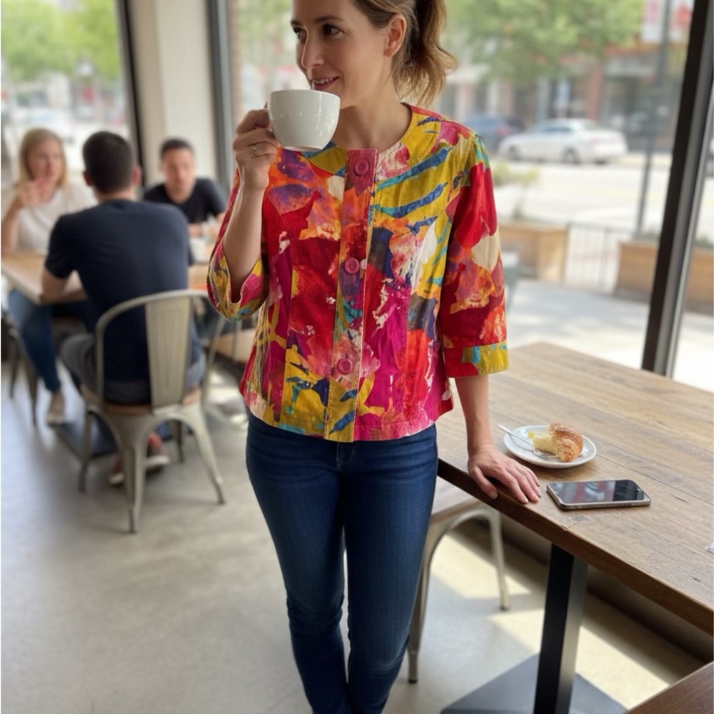 Coldwater Creek Women's Colorful Floral Jacket